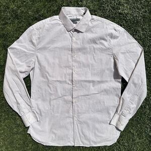 John Varvatos Slim Fit Textured Cotton Linen Blend Dress Shirt Made in Italy 16
